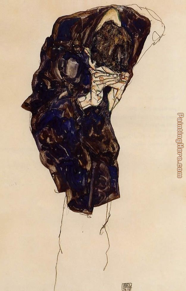 Man Bencind Down Deeply painting - Egon Schiele Man Bencind Down Deeply art painting